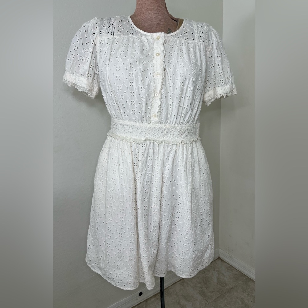 J. Crew White Eyelet Midi Dress